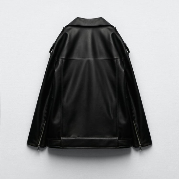 Oversized Faux Leather Biker Jacket - Picture 2 of 4